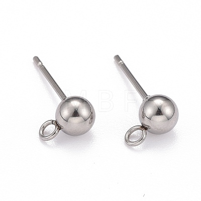 Non-Tarnish 40Pcs 4 Styles 202 Stainless Steel Ball Stud Earring Findings STAS-LS0001-13P-1