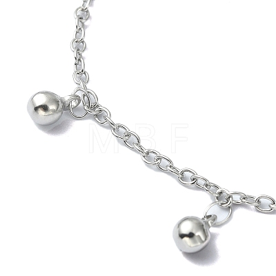 304 Stainless Steel Round Ball Charm Bracelets for Women BJEW-D023-04P-1
