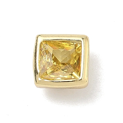 Square Brass Micro Pave Cubic Zirconia Cabochons KK-P345-13G-E06-1