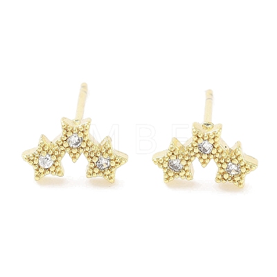 Brass Micro Pave Clear Cubic Zirconia Studs Earring for Women EJEW-S217-F06-1