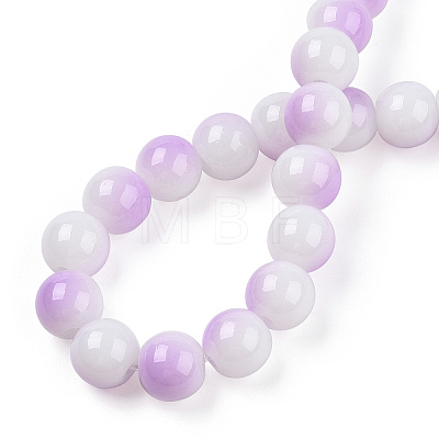 Two Tone Opaque Baking Painted Glass Beads Strands DGLA-Q027-8mm-02-1
