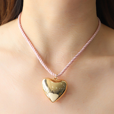Brass Heart Pendant Twisted Nylon Cord Necklaces for Women WG15220-01-1