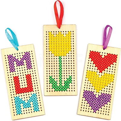 DIY Wood Bookmarks Cross Stitch Kits OFST-PW0006-14A-1
