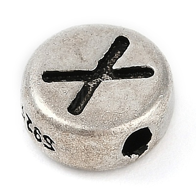 925 Sterling Silver Flat Round with Letter Beads LS-STER-G044-01AS-X-1