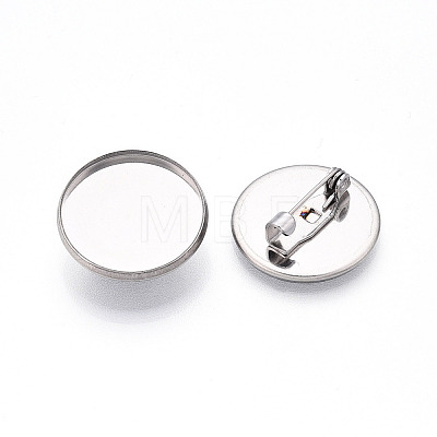 304 Stainless Steel Brooch Cabochon Settings X-STAS-E547-08D-P-1