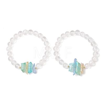 Natural Quartz Crystal Beaded Stretch Bracelets for Women BJEW-TA00727-1