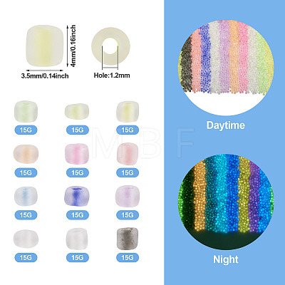  180G 12 Color Luminous Frosted Glass Beads FGLA-TA0001-02-1
