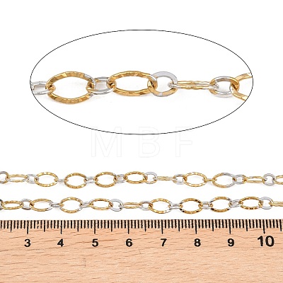 Two Tone 304 Stainless Steel Textured Oval Link Chains CHS-P028-11A-1