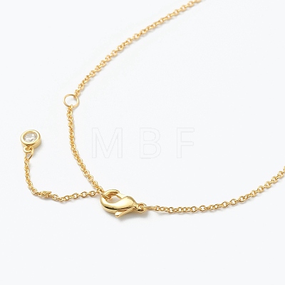 Brass Micro Pave Clear Cubic Zirconia Pendant Necklaces NJEW-J059-01C-1