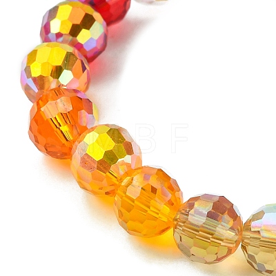 Rainbow Color Faceted Round Glass Stretch Bracelets for Women BJEW-JB09481-02-1