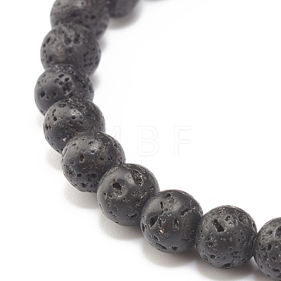 Natural Howlite & Lava Rock Round Beaded Bracelets Set with Yin Yang BJEW-JB07644-01-1