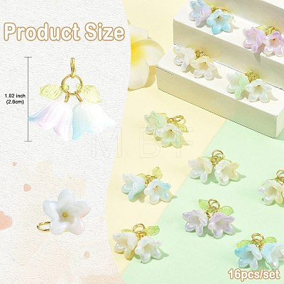 16Pcs Acrylic Pendants PALLOY-FS00076-1