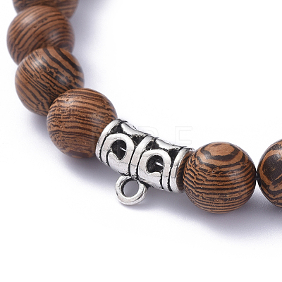 Wood Beads Stretch Bracelets BJEW-JB05048-1