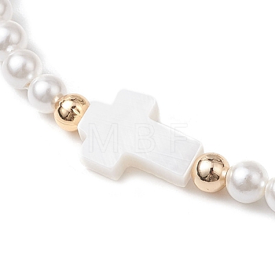 Shell Pearl Braided Bead Bracelets BJEW-JB11479-04-1