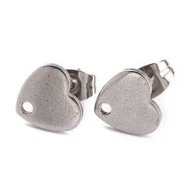 Heart Shape 304 Stainless Steel Stud Earring Findings EJEW-O104-13P-1