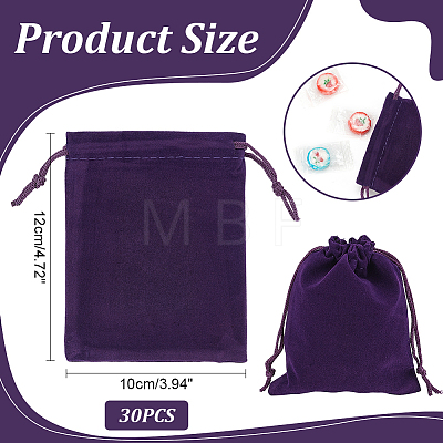  30Pcs Rectangle Velvet Drawstring Pouches TP-NB0001-61B-1