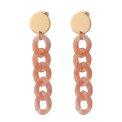 Chunky Acrylic Curb Chain Long Dangle Stud Earrings for Women EJEW-JE04771-1