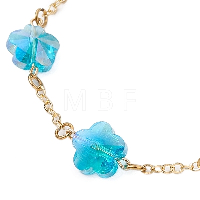 Brass Cable Chains Beads Bracelets for Women BJEW-JB11470-01-1