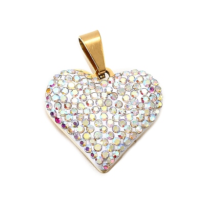 201 Stainless Steel Clay Pendants STAS-R166-02-G-1