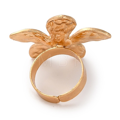 Flower Alloy Open Cuff Rings for Women RJEW-U028-01G-1