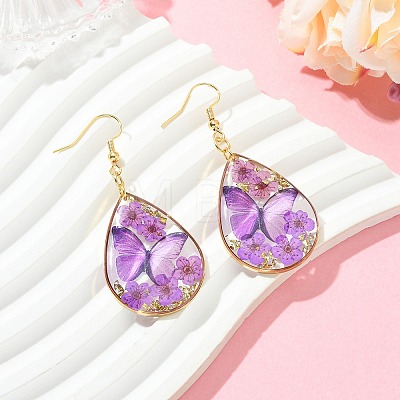 Transparent Epoxy Resin Dangle Earrings EJEW-JE07205-01-1