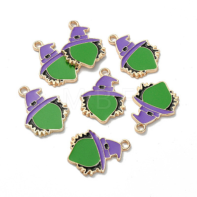 Halloween Rack Plating Alloy Enamel Pendants ENAM-P246-09KCG-1