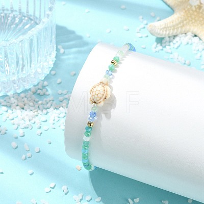 Abacus Glass & Dyed Synthetic Turquoise Beads Stretch Bracelets for Women BJEW-JB13812-01-1