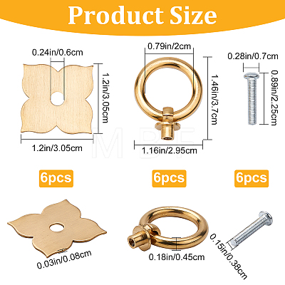 Brass Drawer Drop Pull Rings FIND-WH0042-37G-1