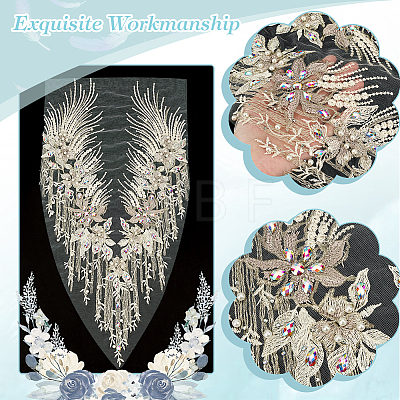Polyester Embroidered Floral Lace Rhinestone Collar DIY-WH0304-901D-1