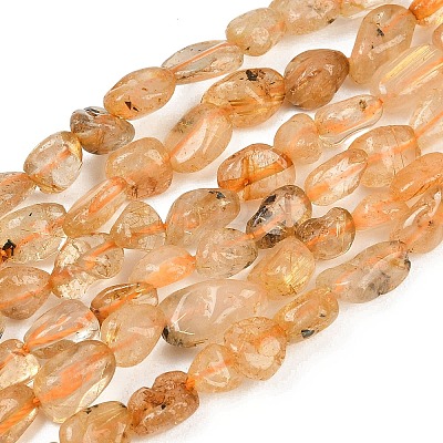 Natural Gold Rutilated Quartz Beads Strands G-C272-01-1