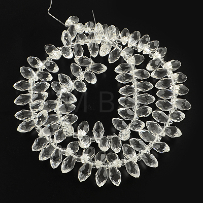 Faceted Teardrop Transparent Glass Bead Strands GLAA-R155-6x12-14-1