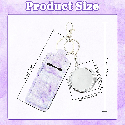 PU Leather & Iron Mirror Keychains HJEW-YW00545-03-1