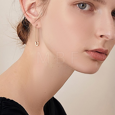 4Pair 4 Style Safety Pin & Ring 304 Stainless Steel Hoop Earrings for Women EJEW-SZ0001-84-1