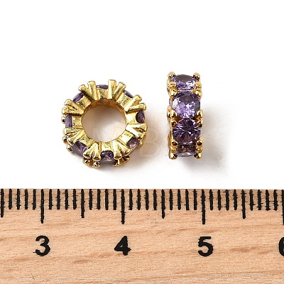 Brass with Cubic Zirconia European Beads ZIRC-L041-18I-1