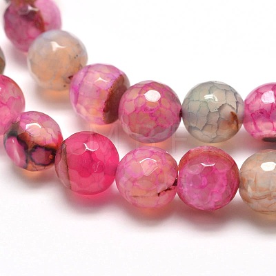 Dyed Natural Agate Faceted Round Beads Strands G-E267-31-1