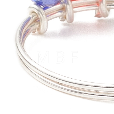 Glass Braided Bead Finger Ring RJEW-TA00063-1