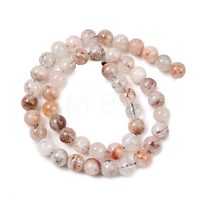 Natural Black Gold Rutilated Quartz Beads Strands G-P596-8mm-02-1