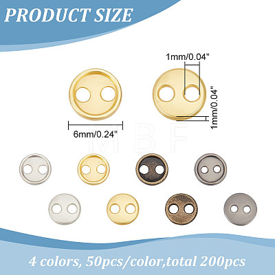 200Pcs 4 Colors Alloy Mini Buttons BUTT-FG0001-19-1