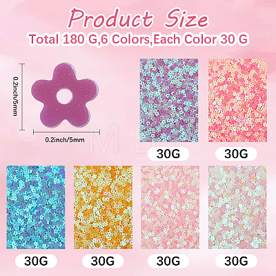 180G 6 Colors Plastic Sequins Beads PVC-CP0001-03-1