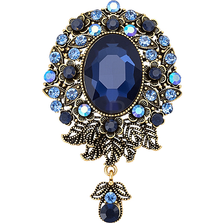 1Pc Teardrop Retro Alloy Rhinestone Brooches for Women JEWB-SP0001-17B-1
