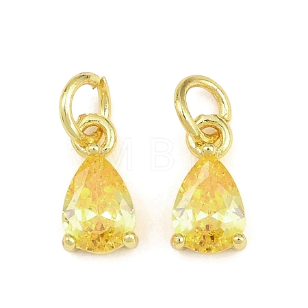 Brass Pave Cubic Zirconia Charms KK-K340-51G-05-1