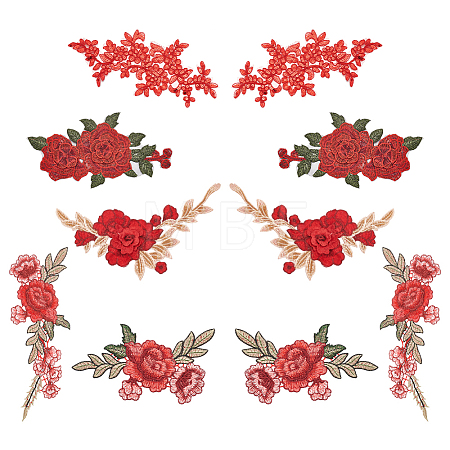 5 Pairs 5 Style 3D Flower Appliques DIY-WR0003-83-1