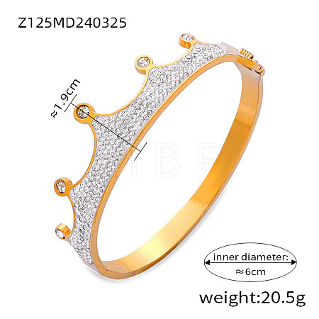 304 Stainless Steel Pave Cubic Zirconia Hinged Bangles for Women FS-WG9A3B1-05-1