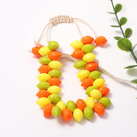 Adjuatble Plastic Lemon Braided Bead Bracelets for Women WG2B9FF-01-1