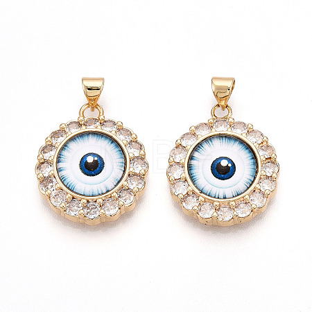 Brass Micro Pave Clear Cubic Zirconia Pendants for Women KK-T070-92A-01-1