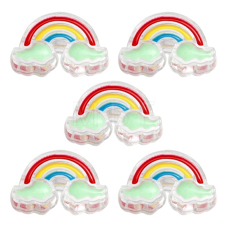 5Pcs Transparent Acrylic Enamel Beads OACR-YW0001-31C-1