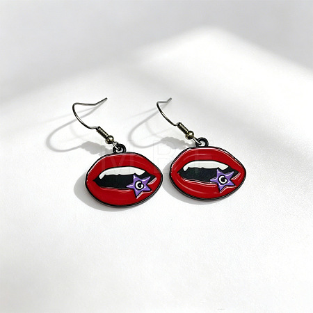 Gothic Alloy Red Enamel Dangle Earrings WGCC792-04-1