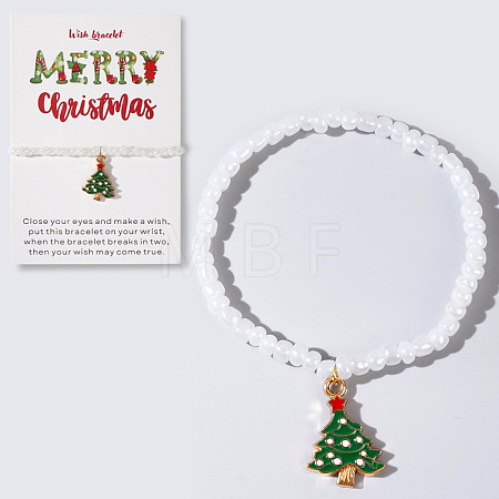 Christmas 304 Stainless Steel Enamel Charm Bracelets LB4238-6-1