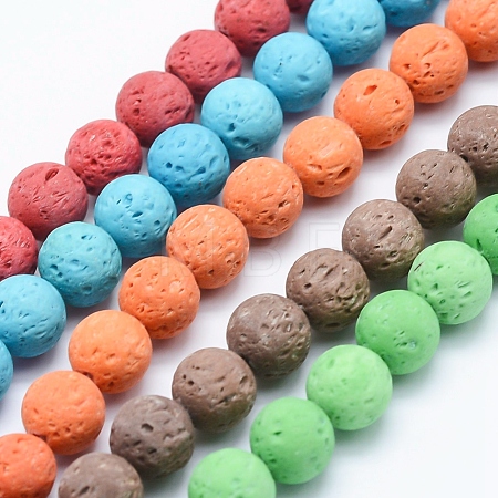Natural Lava Rock Beads Strands G-P339-M-1