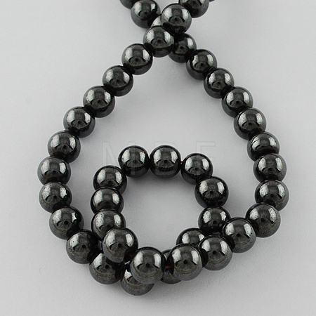 Magnetic Synthetic Hematite Beads Strands G-Q893-4mm-1
